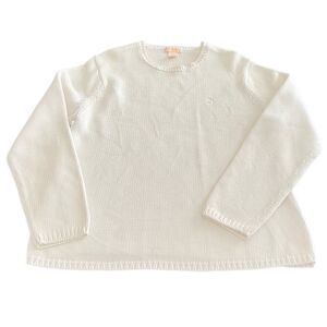 Brooks Brothers Sweater Womens XL White Long Sleeve Crew Neck Cable Knit